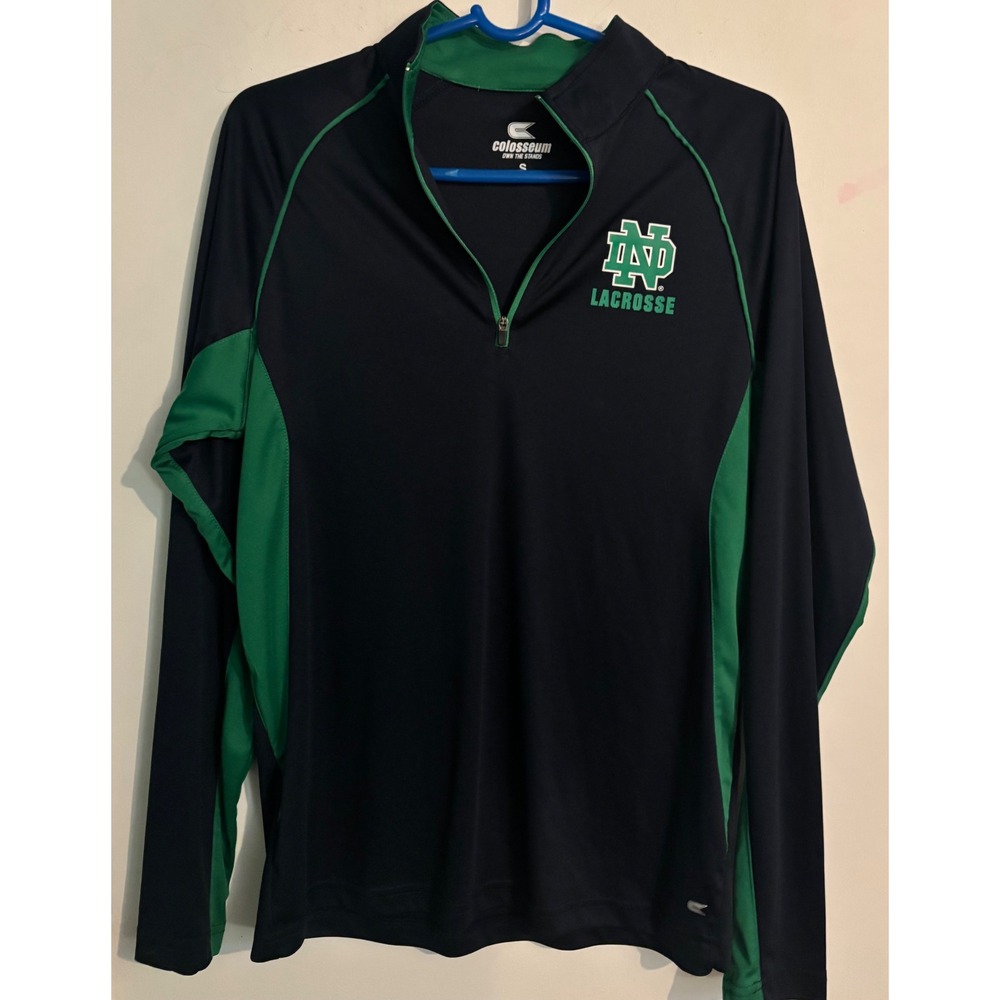 Colosseum Notre Dame Lacrosse Fightin' Irish Womens Quarter Zip Pullover Sz Sm